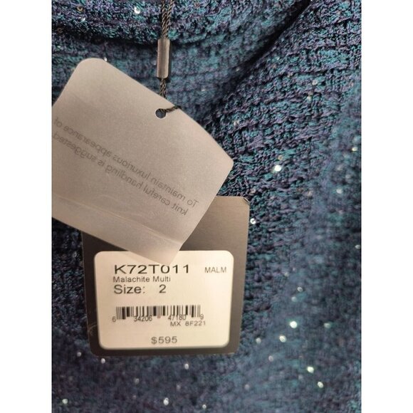 St. John NEW Malachite Multi Paillettes Wool Blend Pencil Back Zip Skirt Sz 2 - Picture 10 of 12